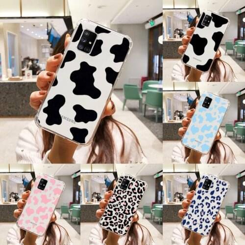 Cow skin print Phone Case Transparent For Samsung S A M J 21 20 50 30 60 5 7 51 71 90 11 10 J710 e p PLUS Prime 5G