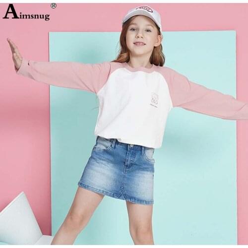 Unisex Fashion T-shirt New Patchwork Top Casual Pullovers Children Long Sleeve Autumn Leisure Cotton Shirts Kids Clothing 2021