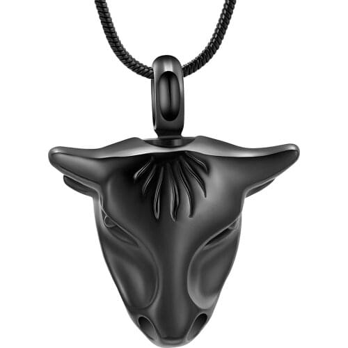Mens Bull Head Cremation Jewelry Ashes Pendant Necklace for Human Pet Urn for Ashes Charm Memorial Keepsake Jewelry
