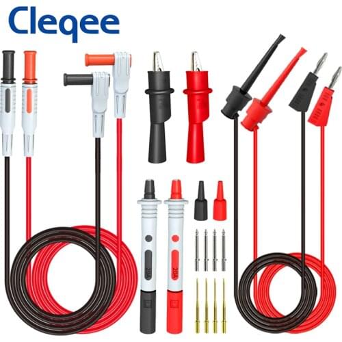 Cleqee P1308B Multimeter Test Leads Kit with Replaceable needles alligator clips 4mm Banana Plug to test Hook Clips Electronic