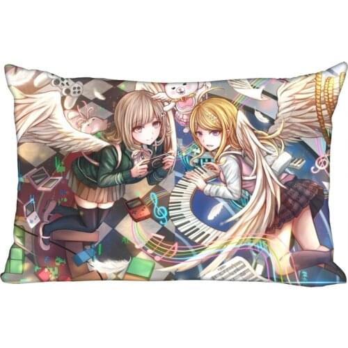 New Custom Danganronpa Anime Pillowcase Satin Fabric Pillow Cover Rectangle Zipper Pillow Cases Home Office Wedding Decorative