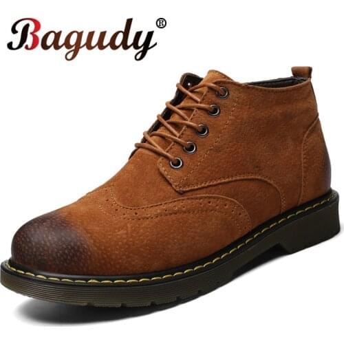 New Genuine leather Men Boots Autumn And Winter keep Warm Man Shoes Ankle Boot Mens Snow Shoes Outdoor Men Work shoes Size 46