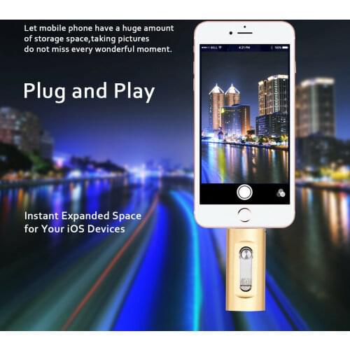 OTG Usb Flash Drive 64GB 32GB 16GB For iPhone 6/6s/6Plus/7/7Plus/8/X 3 in 1 Pendrive 128 GB 256 GB iOS External Storage Devices