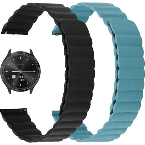 20mm 22mm Leather Magnetic Buckle Band for Garmin Vivoactive 4 3 Watch Strap for Vivomove HR Garmin Move/Active Watch Watchband