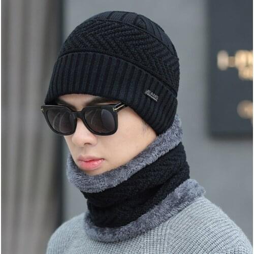 MAERSHEI Winter Neck Warm Skullies Beanie Knitted Cap Hat scarf Women Mens Plush Bonnet Gorros