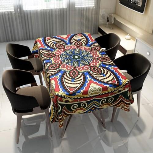 GNHYLL Printed tablecloth Polyester cotton Mandala ethnic style Disposable tablecloth Wedding Dining Table Cover Tea Table Cloth