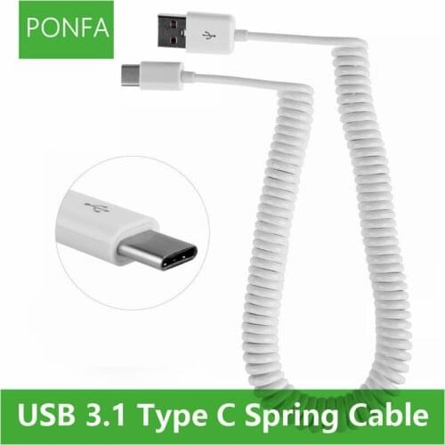 USB 3.1 Type C Type-C Spring Cable Data Sync Charge Stretch Cord for Nokia N1 OnePlus 2 ZUK Z1 Xiaomi 4C MX5 Pro Nexus 5X 6P