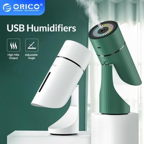 ORICO USB Cool Mist Humidifier 90 Degree Adjust USB Air Humidifier LED Light Can Add Aroma Oil for Home/Office Humidifier
