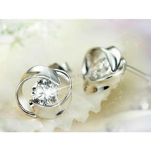 Rotating Love Earring Women Girl Charm Fashion Silver Ear Jewelry Romantic Party Wedding Gift