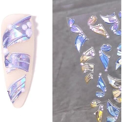 Engraved Nail Ribbon Sticker Long Lasting High Adhesion Manicure DIY Embossed Nail 5D Ribbon Decals for Manicure