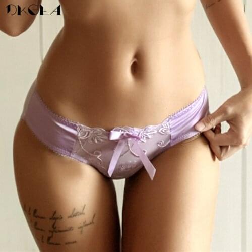 Sexy Panties 3 Piece White Purple Pink Lace Underwear Low-Rise Panty Embroidery Net Yarn Transparent Women Briefs Plus Size