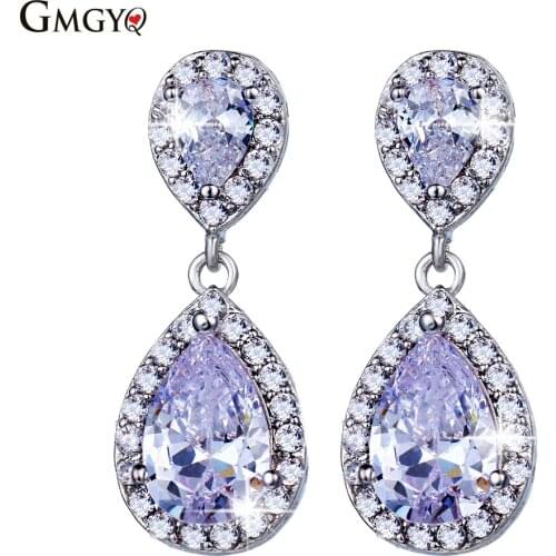GMGYQ Earings Fashion Fewelry 2018 Water Drop Crystal Zirconia Voor Vrouwen Gifts For Women Aretes De Mujer Modernos Eardrop