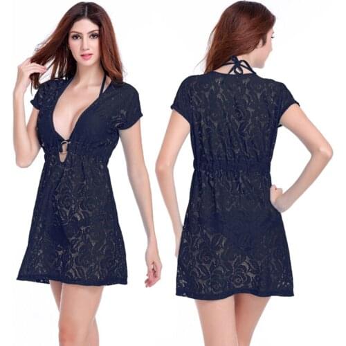 4 Classic Solid Colors Matches Bikini 2016 Ringed Center Loose Pattern Sexy Women Long Black Lace Dress S.M.L.XL