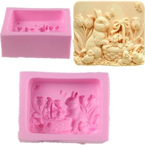 1pc Easter Rabbit Soap Silicone Molds Polymer Clay Candle Mold Fondant Soap Mold Candle Mold Easter Decoration for Home