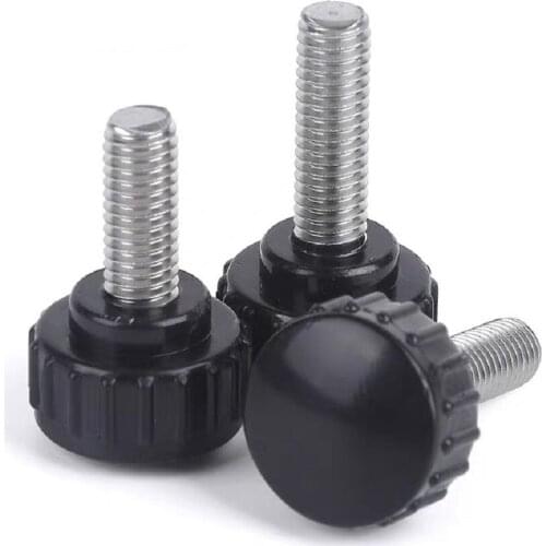 10pcs M3 M4 M5 Black Bakelite Round Head With Stainless Steel Rod Hand Handle Thumb Screw(Head Diameter 14mm)