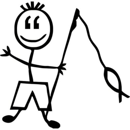 13.1*12.9CM Personalized Car Stickers Baby Fishing Funny Motorcycle Vinyl Decals Black/Silver C7-1198