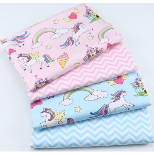 160cm*50cm cotton fabric color cartoon rainbow pony castle fabric DIY bedding apparel dress patchwork fabric kids handwork cloth