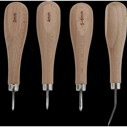 3mm 4mm 5 6mm Kit de costura Artesanal de cuero mango diamante punto rombo Awl DIY herramienta de madera herramienta de perforac