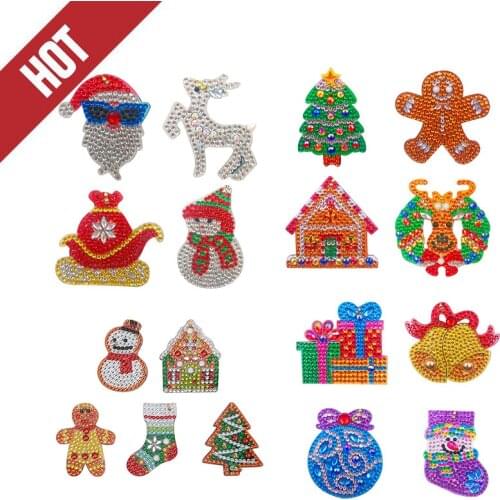 5pcs DIY Full Drill Special Shaped Diamond Painting Keychain Christmas Women Keyring Diamond Embroidery Christmas Gifts Dropship
