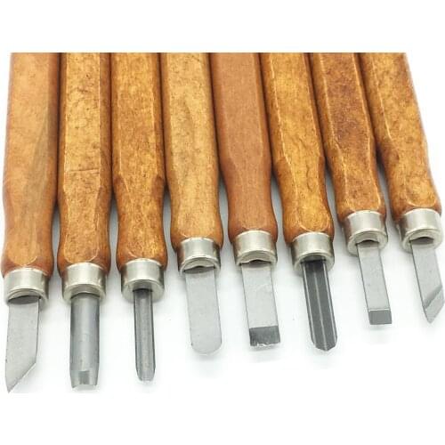8pcs Wood Carving Tools Set Knife Mini Chisel Asstorted Steel Blades With Pine Hand Wood Handle for DIY Woodworking Chisels