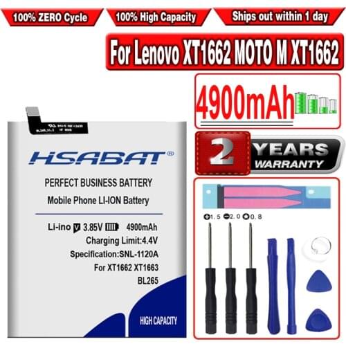 HSABAT Top BL265 4900mAh Battery for Lenovo XT1662 MOTO M XT1662 XT1663 Batteries