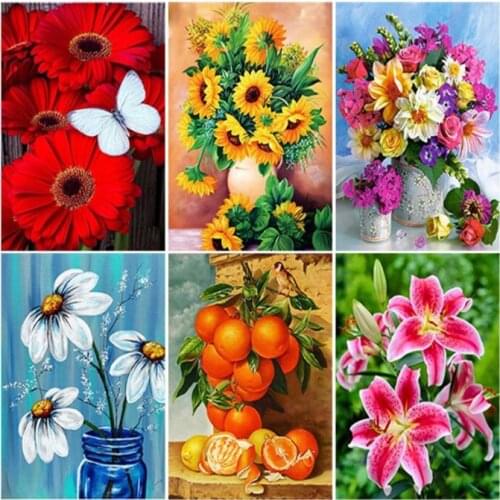 Flower DIY 5D Diamond Painting Full Square Drill Diamond Embroidery Dasiy Landscape Cross Stitch Mosaic Rhinestones Home Decor