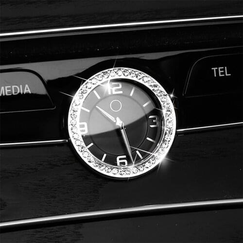 Diamond Car Interior Center Control Clock Watch Decor Ring Cover Trim For Mercedes Benz C E Class GLC W205 W213 X253 Accessories