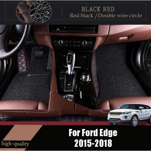 Car Floor Mats For Ford Edge 2018 2017 2016 2015 Carpets Auto Luxury Double Layer Wire Loop Interior Waterproof Leather Rugs