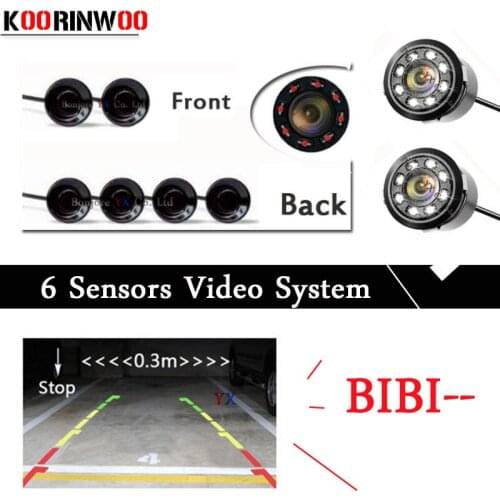 Koorinwoo Dual Core CPU Car Parking Sensors 6 Radars Front Black Alarm Parking Probe Parktronic Car-detector Black white Silver