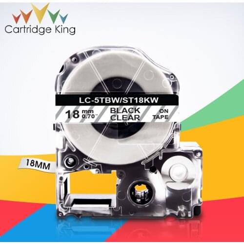 Black on Clear ST18KW LC-5TBN 3/4"(18mm) Label Tape for Epson King Jim LW-C410 LW-400 LW-400L Tepra Pro SR210 SR220 Label Maker