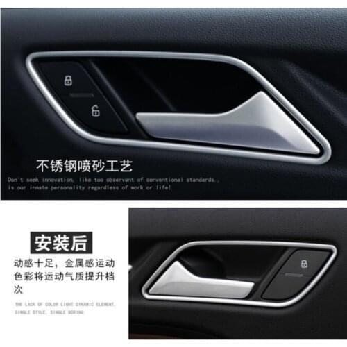 Stainless Steel Interior Doorknob Frame Decoration Cover Trim For Audi A3 8V 2013-2019 Door Handles Frame Strips Car Decals
