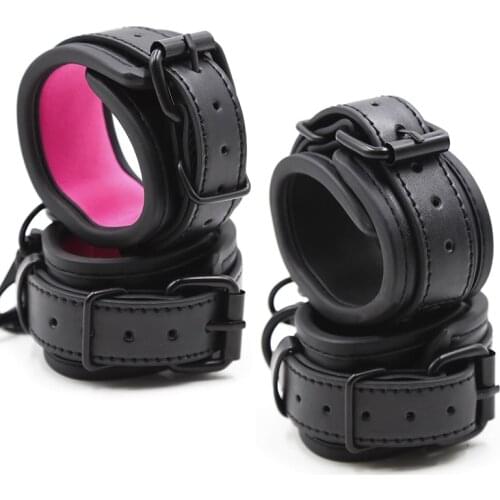 SAMOX Exotic Accessories Sexy Adjustable PU Leather Plush Handcuffs Ankle Cuffs Bondage Bondage Sex Toys Bondage Bondage