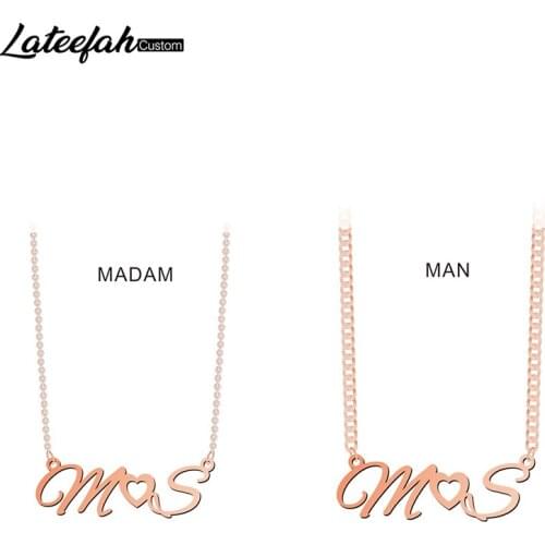 Lateefah Custom Women & Men Rose Gold Personality Name Necklace Nameplate Love Heart Initials Letters Lovers Couples Jewelry