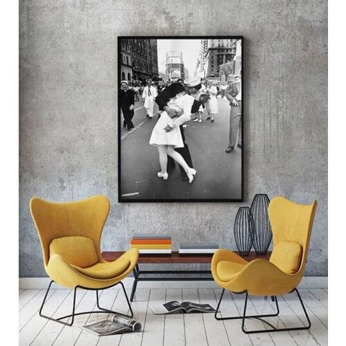 V-J Day on Times Square Nordic Canvas Print and Poster Vintage Kiss Prints New York City Photo Picture Wall Art Home Decor