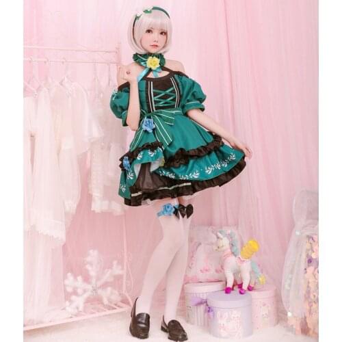 Japanese Anime Waitress Maid Party Stage Costumes Vocaloid Vsinger Yan He Lolita Maid Dress Costume Cosplay for Girls Woman