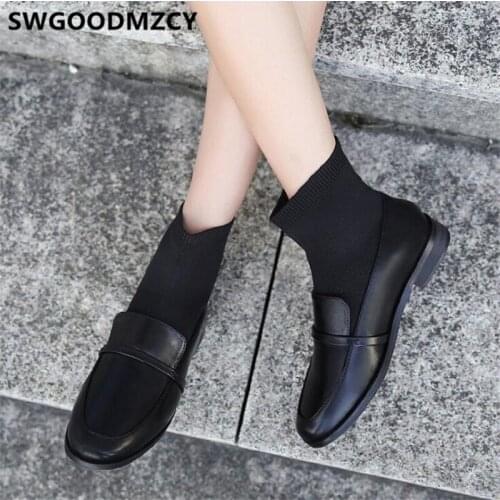 Sock Boots Short Boots Women Leather Boots Women Shoes Snowboots Winter Shoes Women Fashion Female+shoes Bayan Bot Ayakkabi 2020