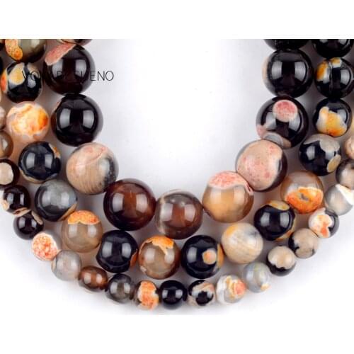 Natural Orange Fire Agates Onyx Stone Round Loose Beads For Jewelry Making 6-10mm Spacer Beads Fit Diy Bracelet Necklace 15