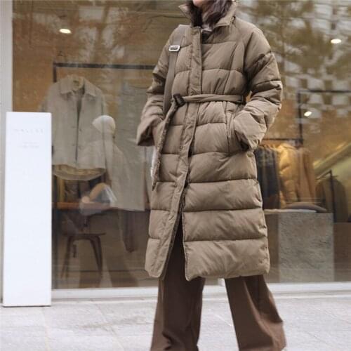 Winter new French single-breasted lapel thick windbreaker-style cotton-padded jacket mid-length waist waist ladies jacket