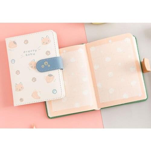 Cute Cat Student Notebook Journal Schedule Planner Agenda PU Leather Cover Memo 77HA