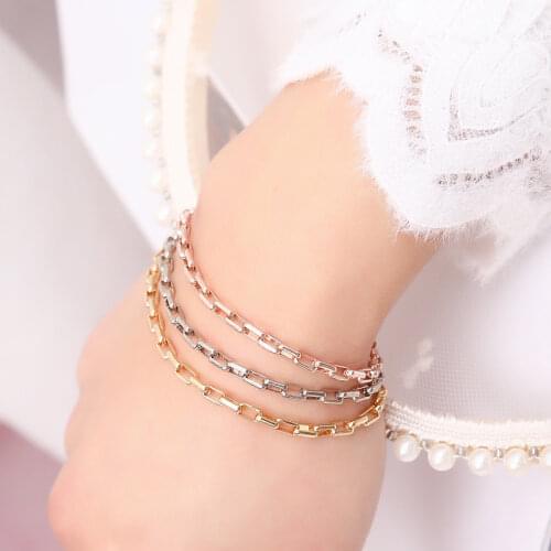Minimalist Of Trend Womens metal flat chain Japanese word chain simple and elegant gold bracelet