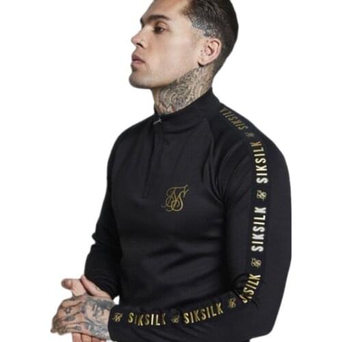 Spring And Autumn Mens Sik Silk Brand Embroidery Street Fashion Casual Slim Long-Dleeved T-Dhirt Outdoor Running Sports Tops