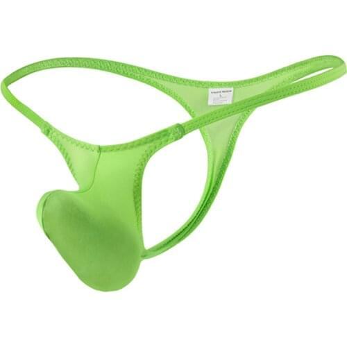 Mens thongs and g strings Sexy mens ice silk thongs Ultra-thin low waist mens three-dimensional translucent underwear T pants