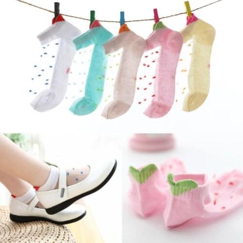 5Pairs Of Childrens Socks Followed By Love Glass Socks Girls' Stockings Spring Summer And Autumn Thin Childrens Crystal Socks