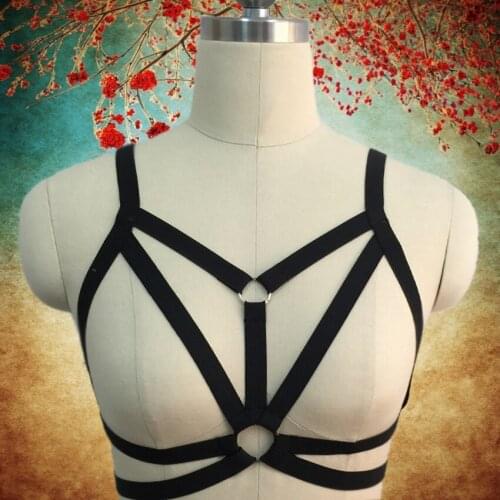 2015 New Harajuku Gothic body harness Complex Adult Pole dance harness cage bra sexy lingerie fetish wear bondage harness