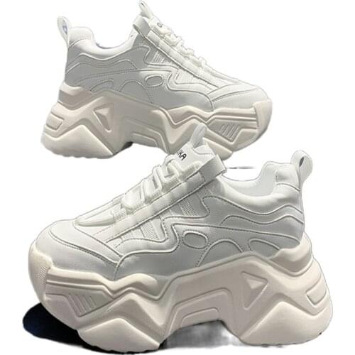 New Black Dad Chunky Sneakers Casual Vulcanized Shoes Woman High Platform Sneakers Lace Up White Sneakers Women 2021