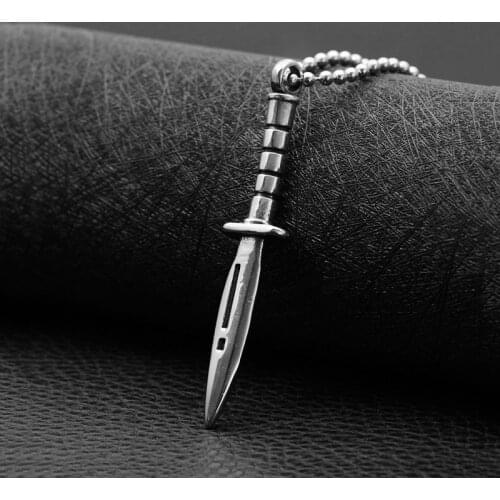 Hip Hop Dagger Sword Knife Blade Stainless Steel Pendant Necklace for Men Women Jewlery Gift
