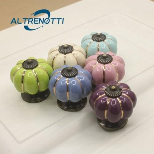 Ceramic Furniture Cabinet Handle Pumpkin Drawer Kids Room Cute Cartoon Door Pull Kitchen Closet Wardrobe Rural Knob Hardware