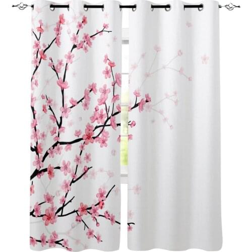 Kitchen Curtains Spring Cherry Blossom Bedroom Curtains Home Item Window Curtain for Living Room
