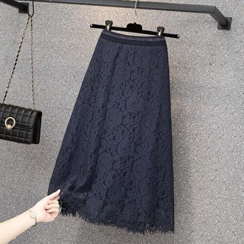 Blue Lace Umbrella Maxi Plus Size Oversized 5Xl Large Korean Fashion High-Waisted Vintage Summer WomenS Clothing Skirts 2021