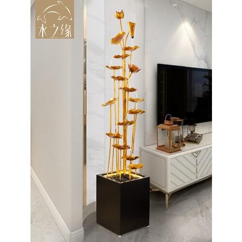 Edge of water modern TV cabinet beside the water fountain decoration creative decoration landing living room interior decoration